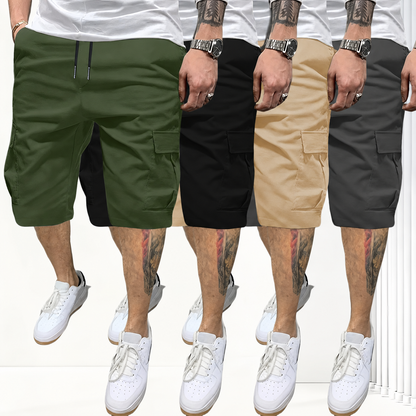 Pack Of 4 Solid Color Cargo Shorts For Men