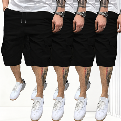 Pack Of 4 Solid Color Cargo Shorts For Men