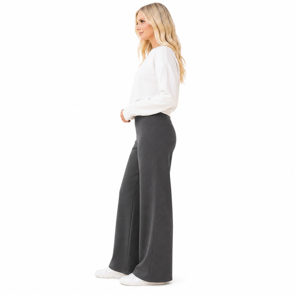 Pack Of 3 Wide Fit High Rise Pants With Pockets For Women