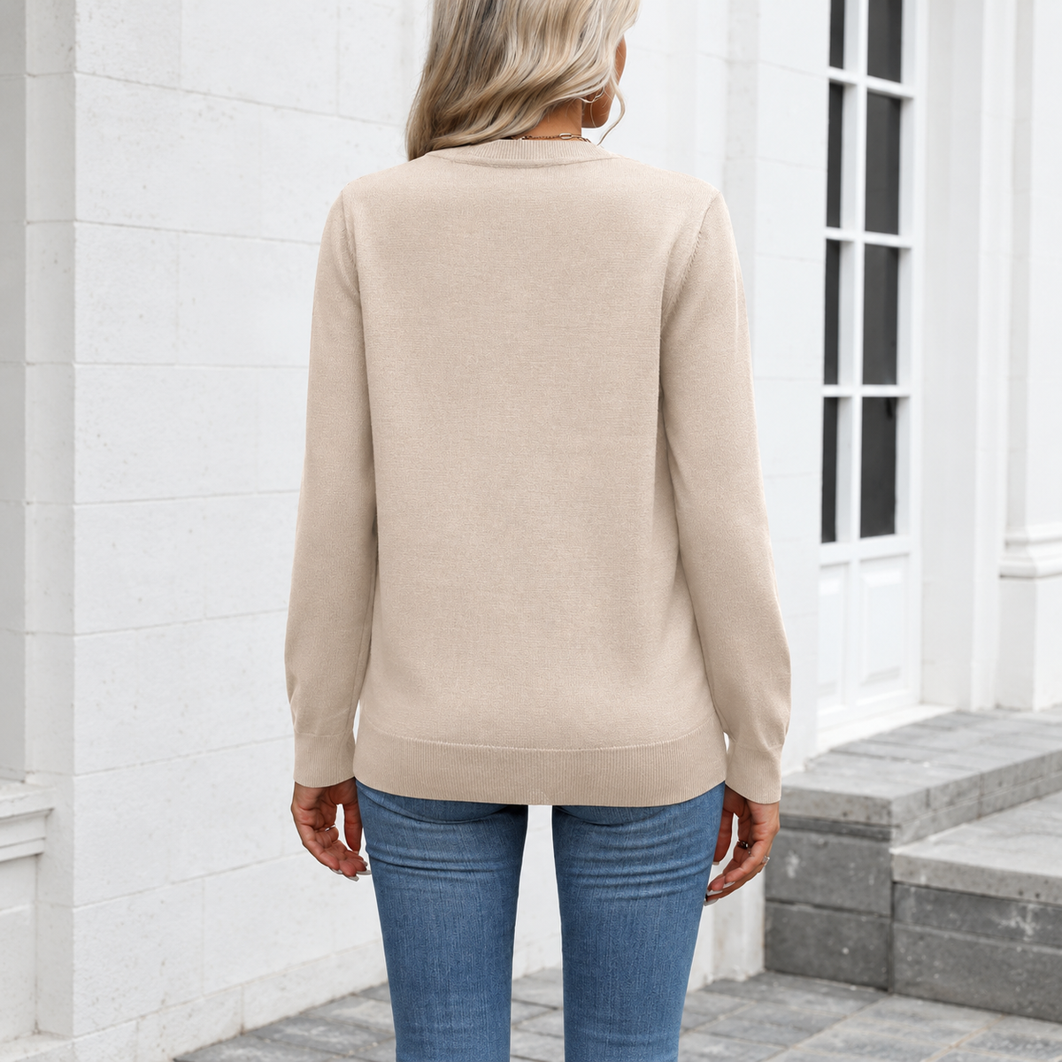 Classic Fall Long Sleeve Knit Top For Women