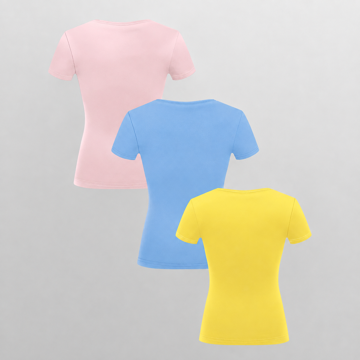 Pack Of 3 Fitted Short Sleeve Button Detail Casual Top For Women