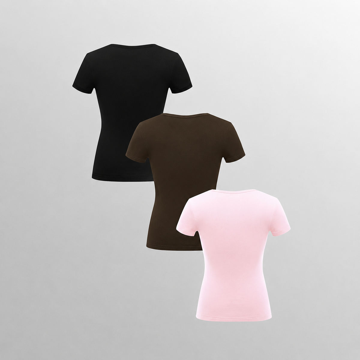 Pack Of 3 Fitted Short Sleeve Button Detail Casual Top For Women