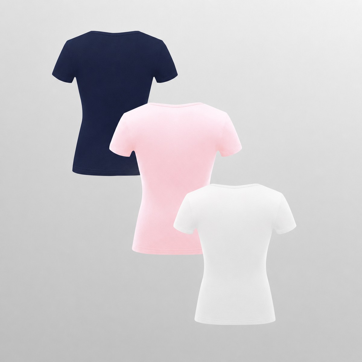 Pack Of 3 Fitted Short Sleeve Button Detail Casual Top For Women