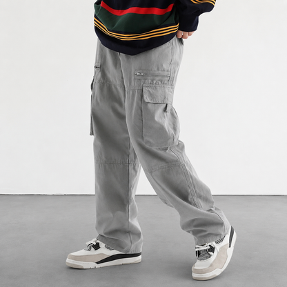 Casual Loose Outdoor Pants With Drawstring And Zipper For Men
