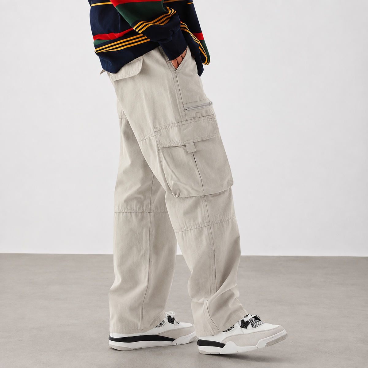 Casual Loose Outdoor Pants With Drawstring And Zipper For Men