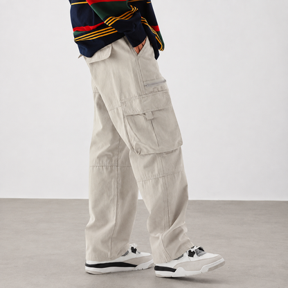 Casual Loose Outdoor Pants With Drawstring And Zipper For Men