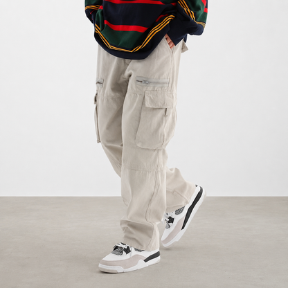 Casual Loose Outdoor Pants With Drawstring And Zipper For Men
