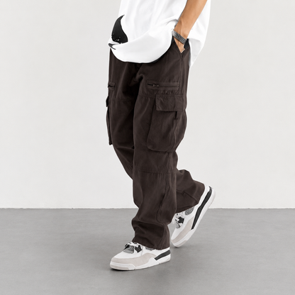 Casual Loose Outdoor Pants With Drawstring And Zipper For Men