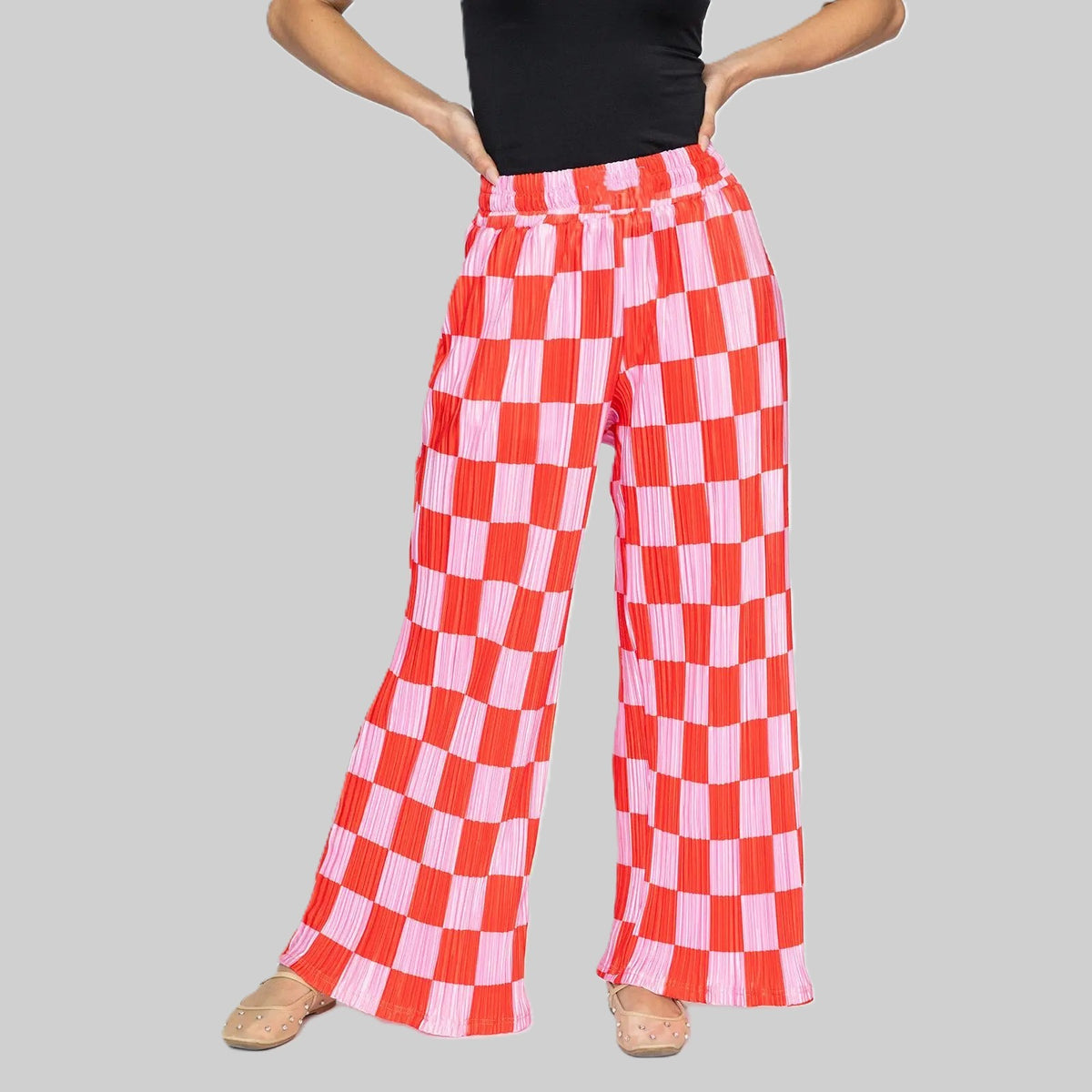 Vibrant Checkered Wide Pants For Women