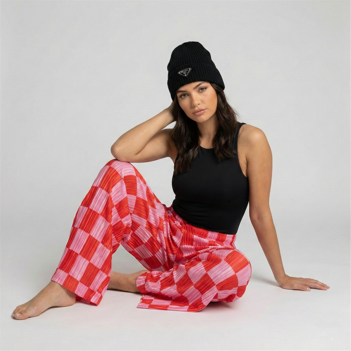 Vibrant Checkered Wide Pants For Women