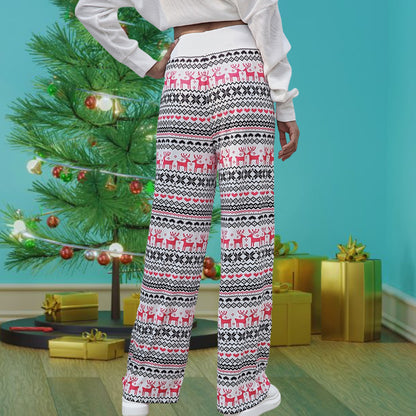 Christmas Pattern Printed Lace Up Pants