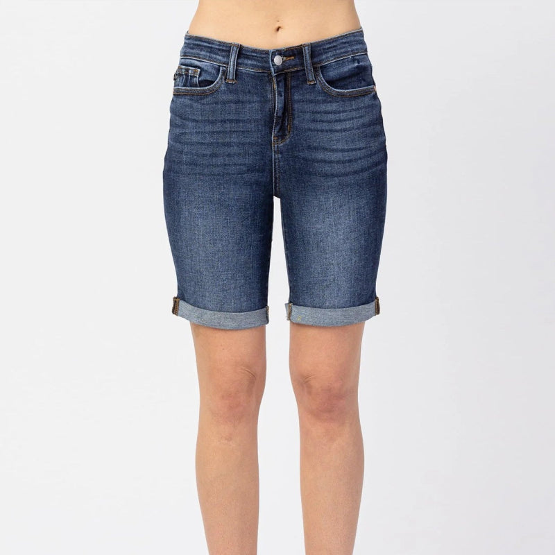 Short en jean frisé décontracté coupe slim