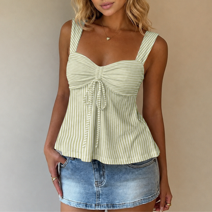 Casual Minimalist Summer Outdoor Top With Drawstring For Women
