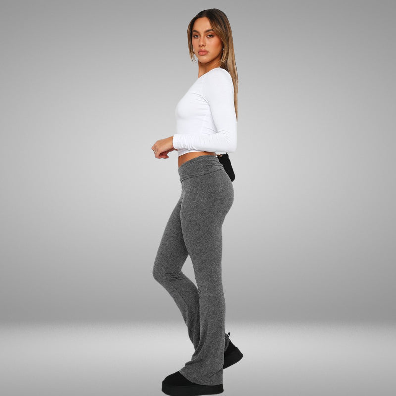 Pantalon douillet coupe slim à cloche