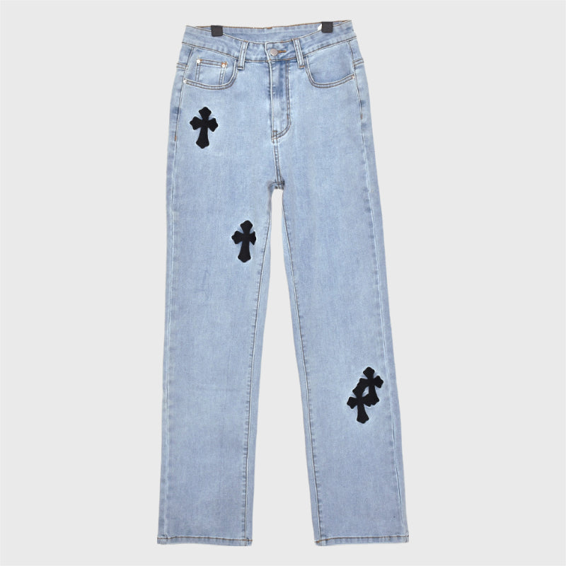 Cross Patch Stretchy Denim Jeans