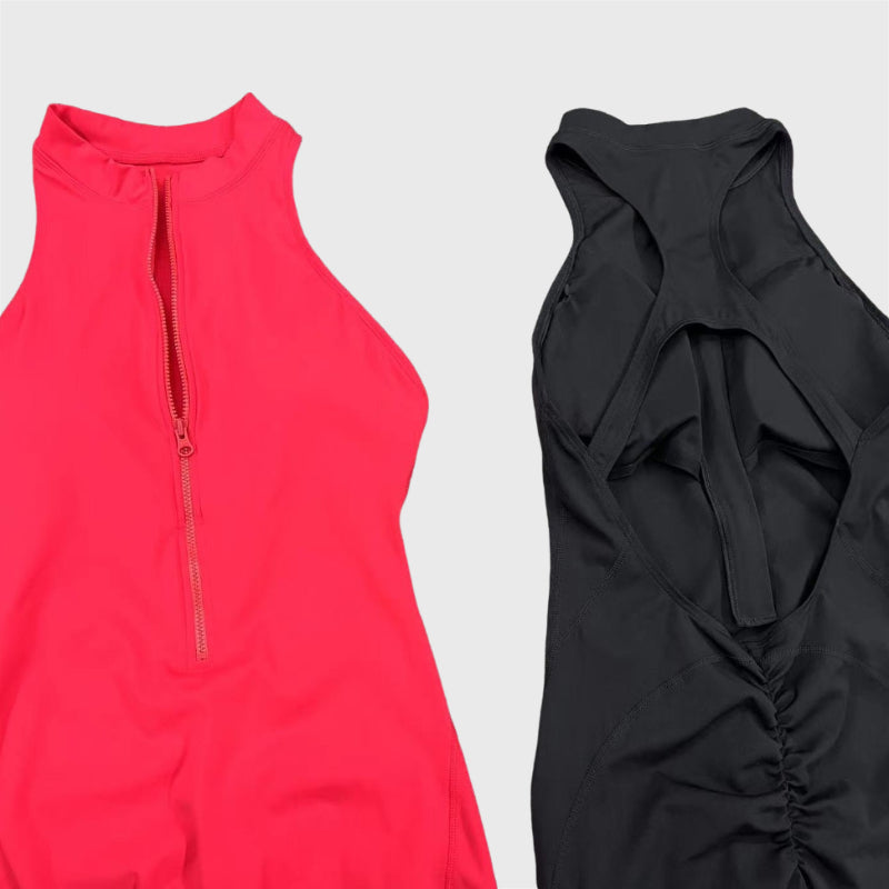 Cutout Zipper Sports Yoga Jumpsuit