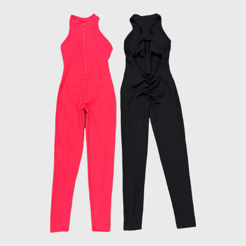 Cutout Zipper Sports Yoga Jumpsuit