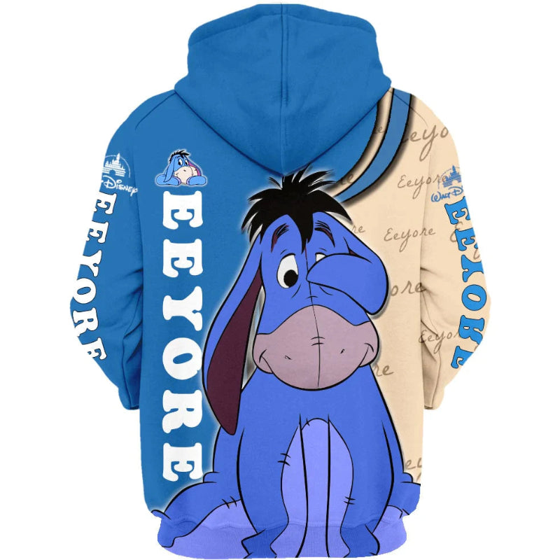 Sweat à capuche zippé décontracté Eeyore Donkey