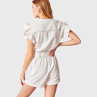 Effortless Casual Ruffle Denim Romper