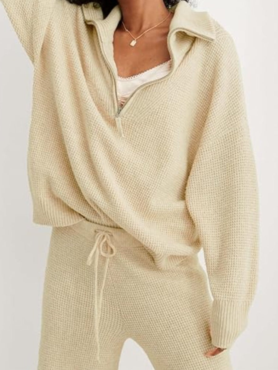 Effortless Weave Cozy Waffle Sweater Set