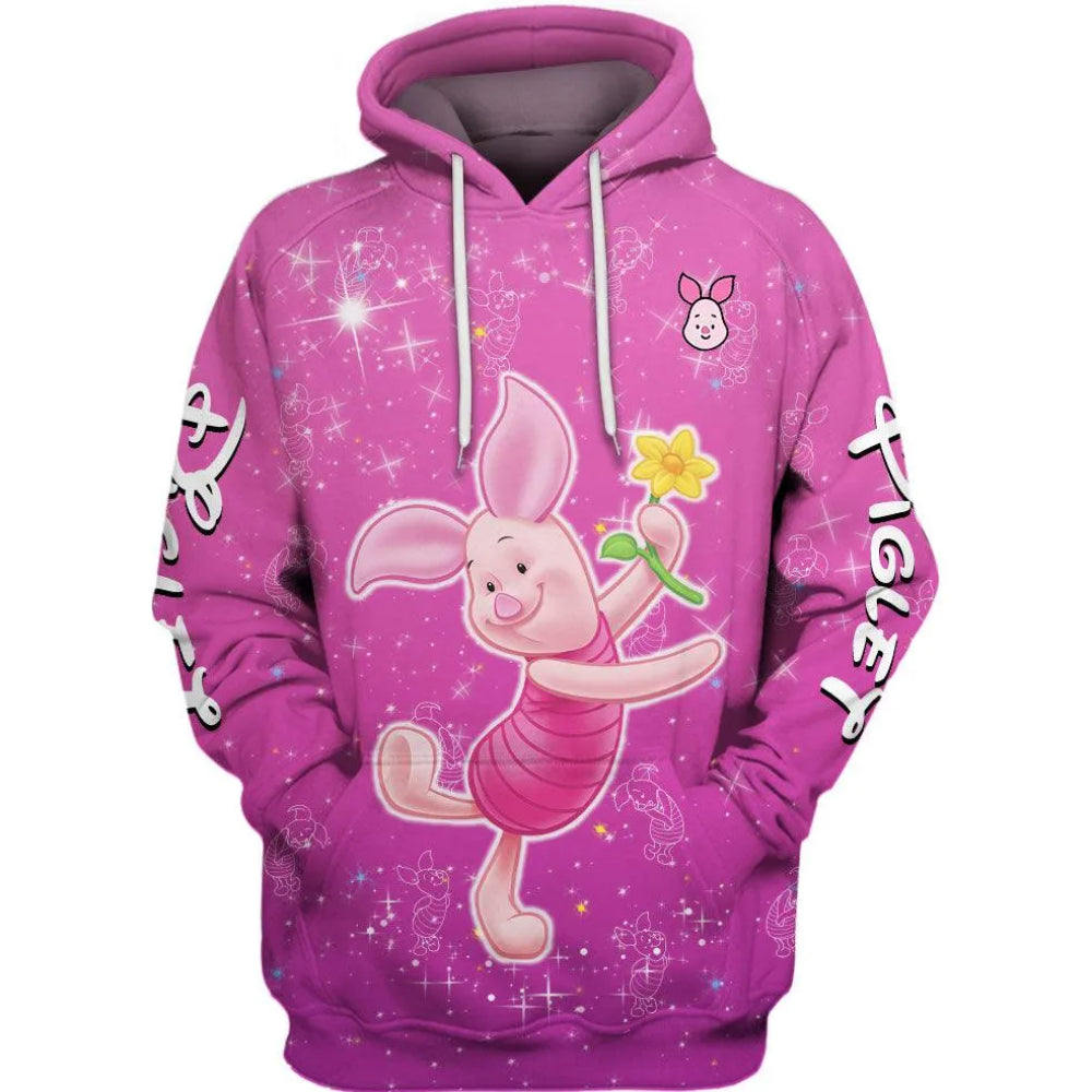 Effortless Piglet With Flower Pose Hoodie