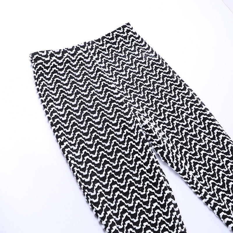 Elegant Chevron Pattern Slim Fit Pants