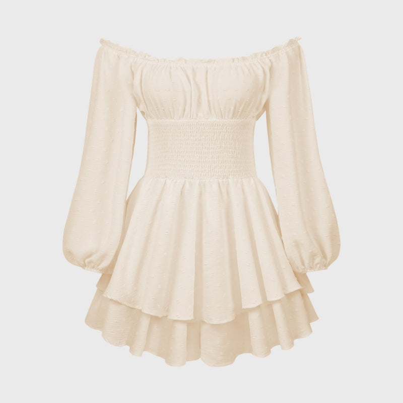 Elegant Lantern Sleeve Ruffled Romper