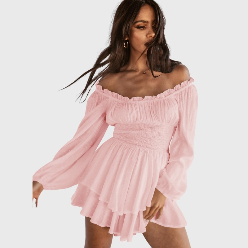 Elegant Lantern Sleeve Ruffled Romper