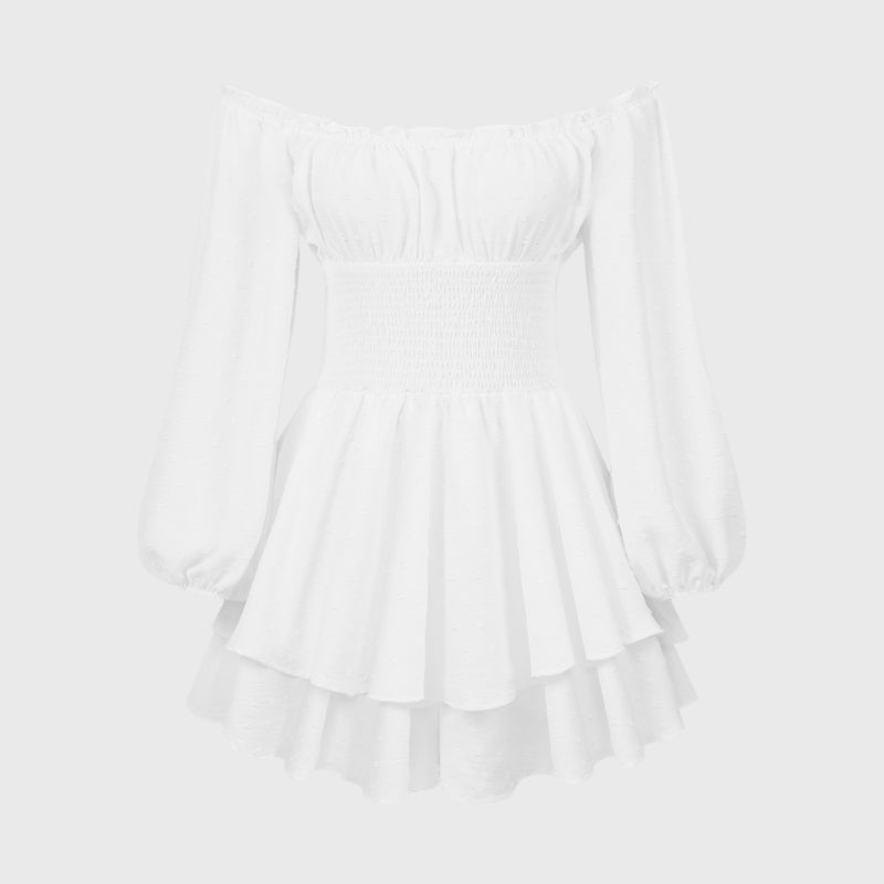 Elegant Lantern Sleeve Ruffled Romper