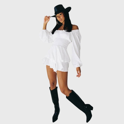 Eleganter Rüschen-Strampler mit Laternenärmeln