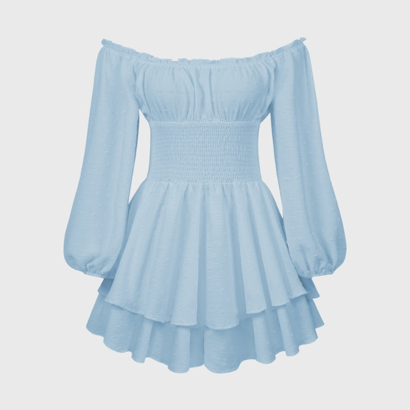 Elegant Lantern Sleeve Ruffled Romper