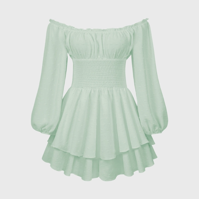 Elegant Lantern Sleeve Ruffled Romper