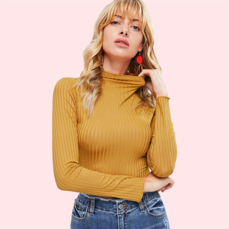 Elegant Plain Slim Fit Crop Sweater