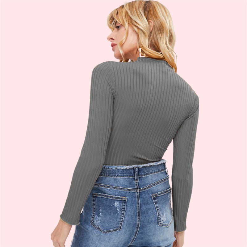 Elegant Plain Slim Fit Crop Sweater