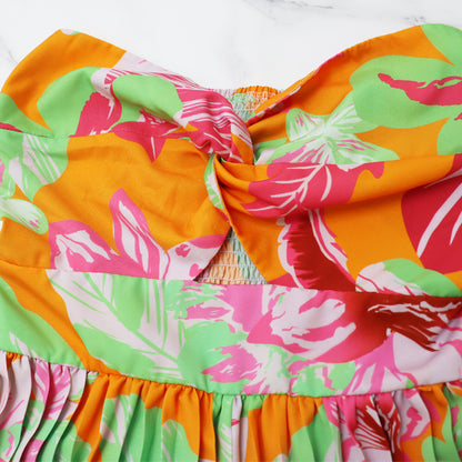 Elegant Strapless Printed Pleated Jumpsuit