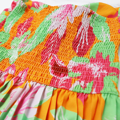 Elegant Strapless Printed Pleated Jumpsuit