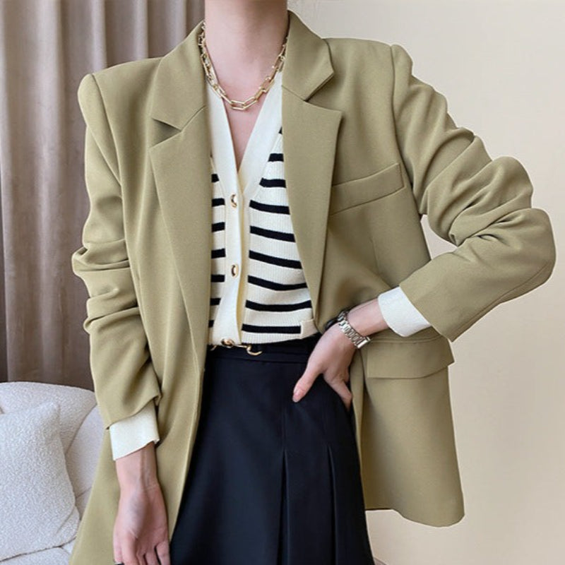 Elegant Striped Button Knit Cardigan