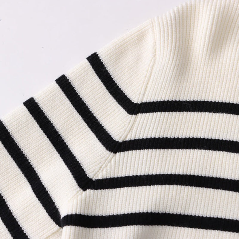 Elegant Striped Button Knit Cardigan