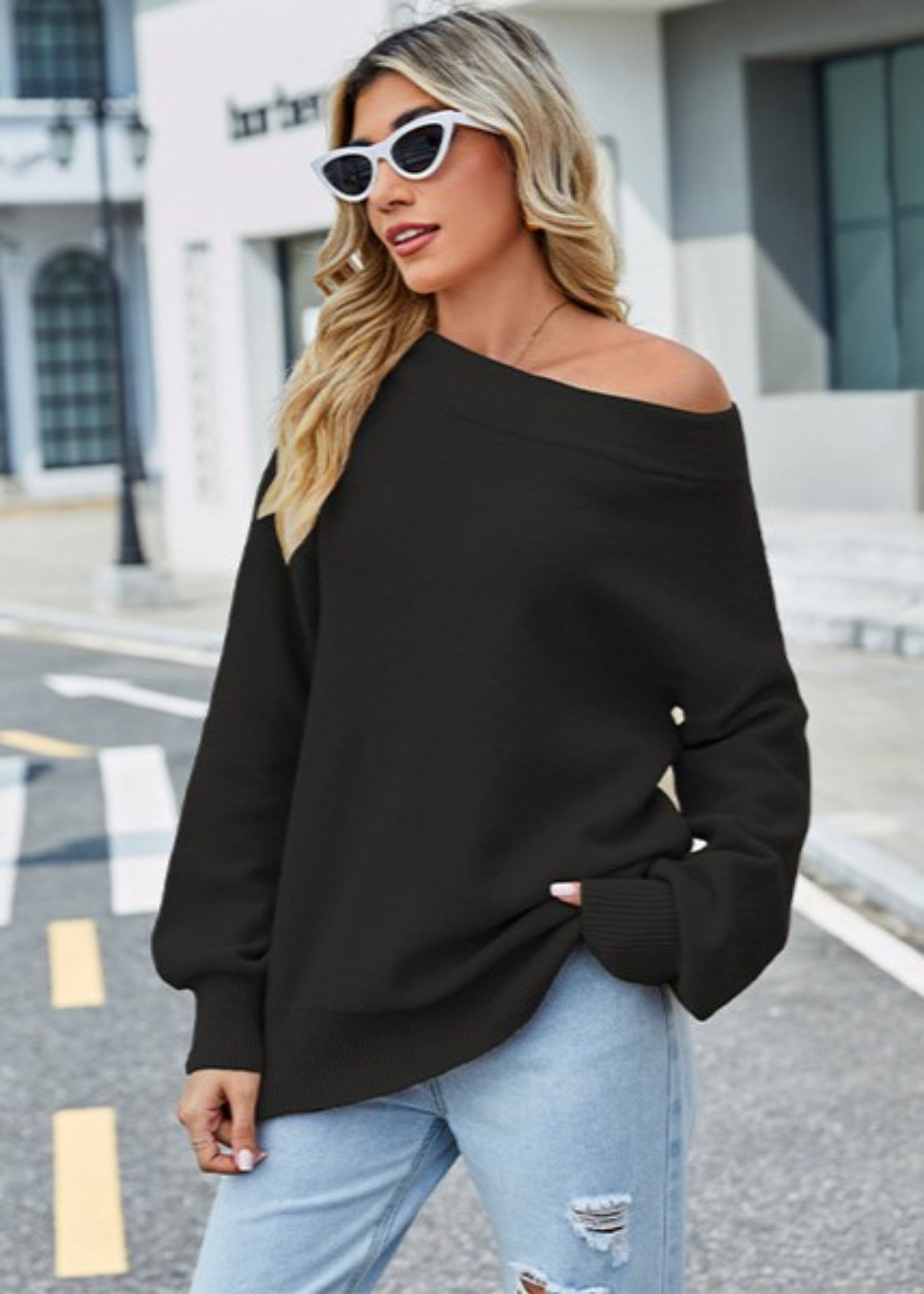 Eleganter, stilvoller, schlichter Pullover