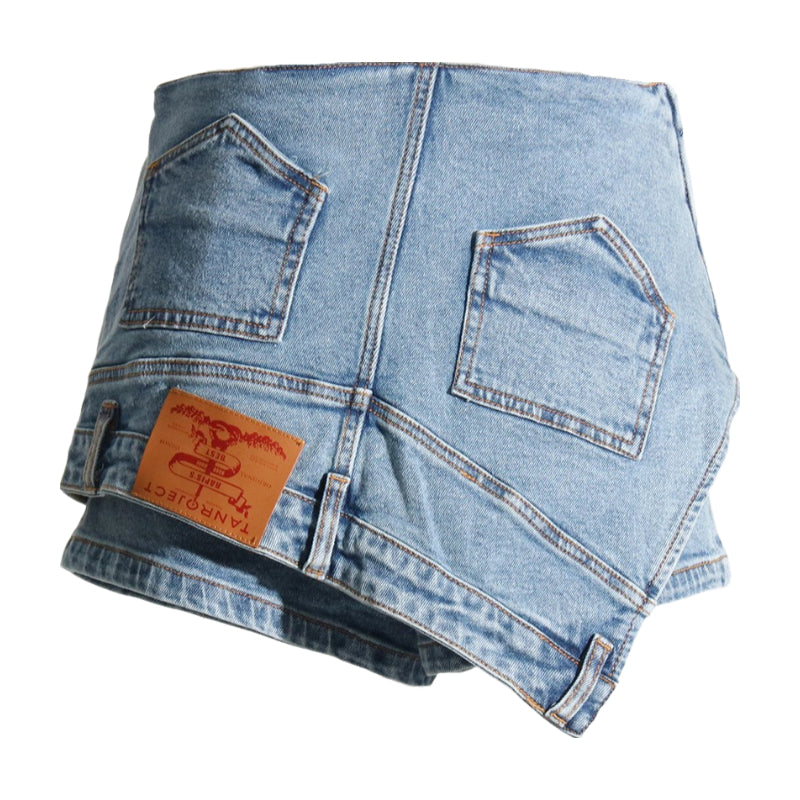 Fashionable Asymmetric Denim Shorts