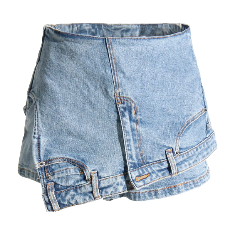 Short en jean asymétrique à la mode