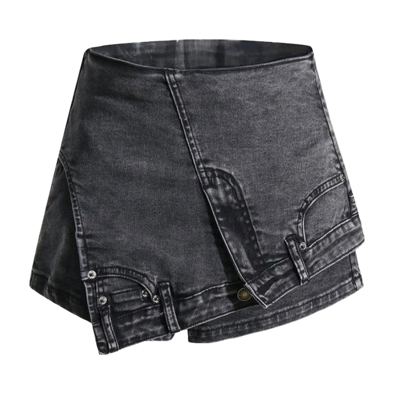 Fashionable Asymmetric Denim Shorts