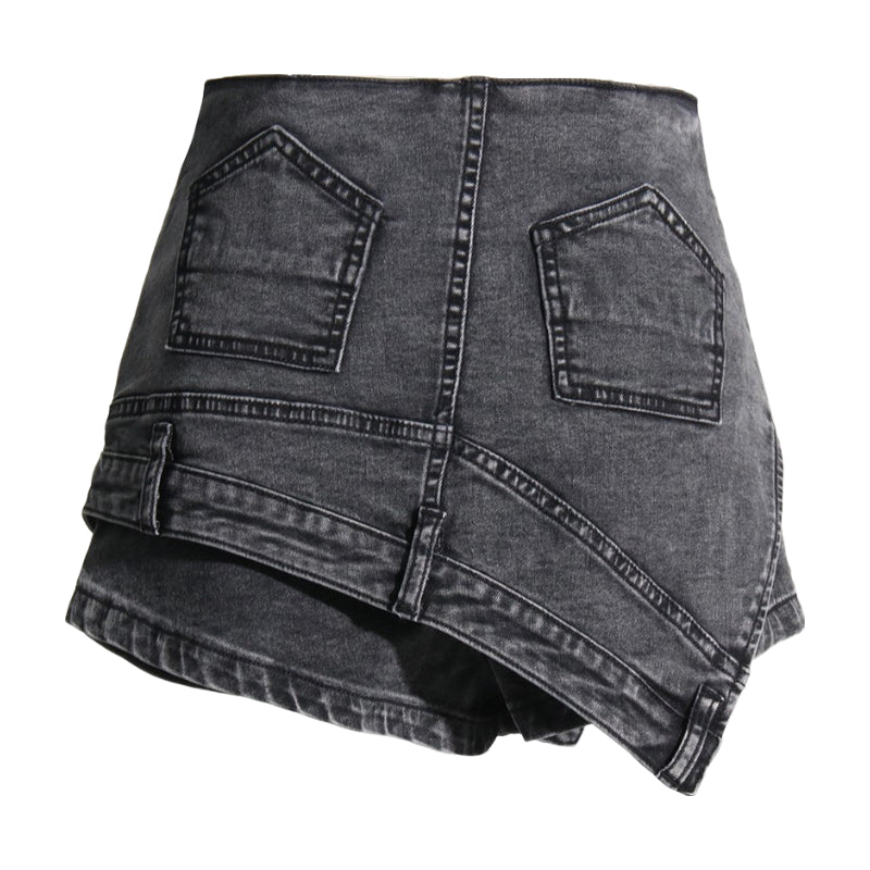 Fashionable Asymmetric Denim Shorts