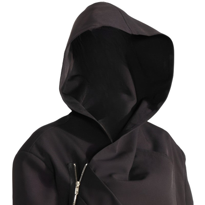 Fashionable Asymmetric Fold Zipper Hoodie