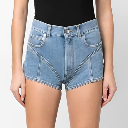 Fashionable Patchwork Denim Shorts