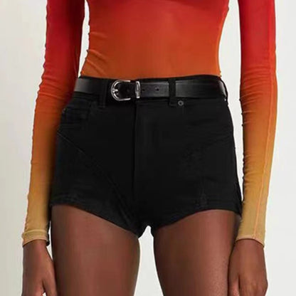 Fashionable Patchwork Denim Shorts