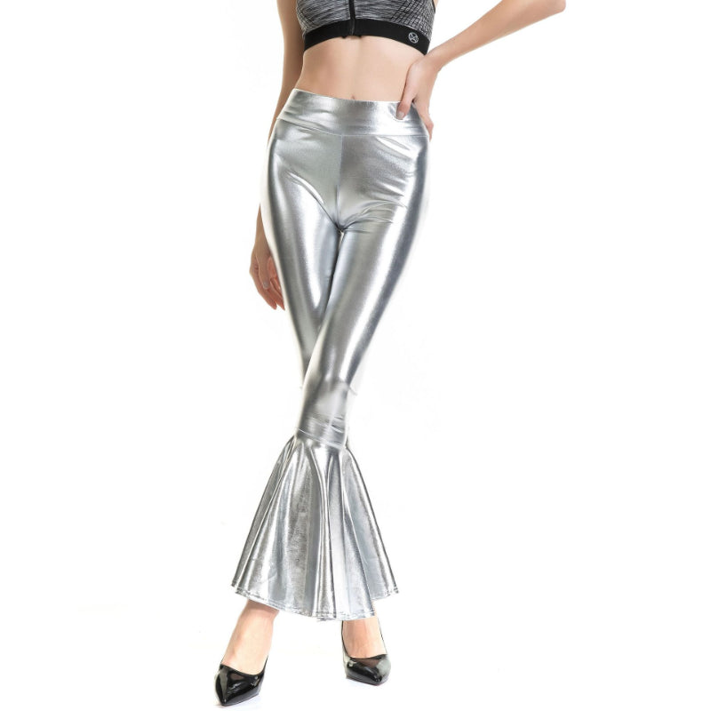 Fashionable Shiny Elastic Flare Bell Bottom Pants