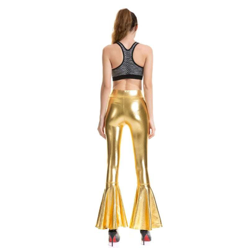 Fashionable Shiny Elastic Flare Bell Bottom Pants