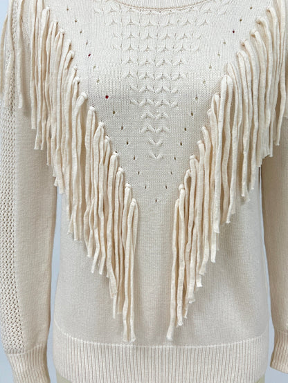 Fashionable Tassel Fringe Knit Pullover Sweater