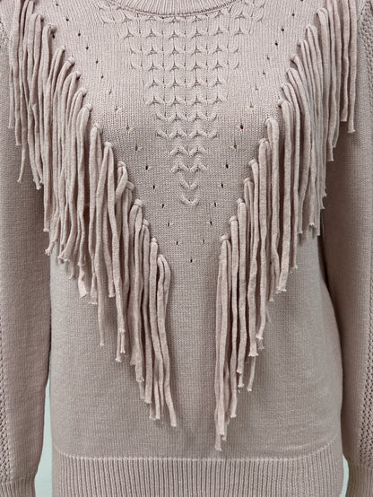 Fashionable Tassel Fringe Knit Pullover Sweater